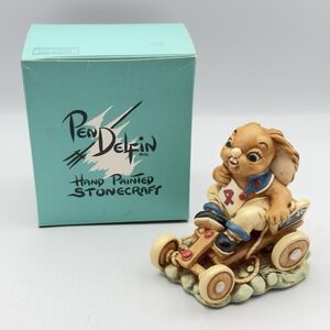 Vintage Pendelfin Bunny Rabbit Figurine Humphrey Go Kart Stonecraft England Box